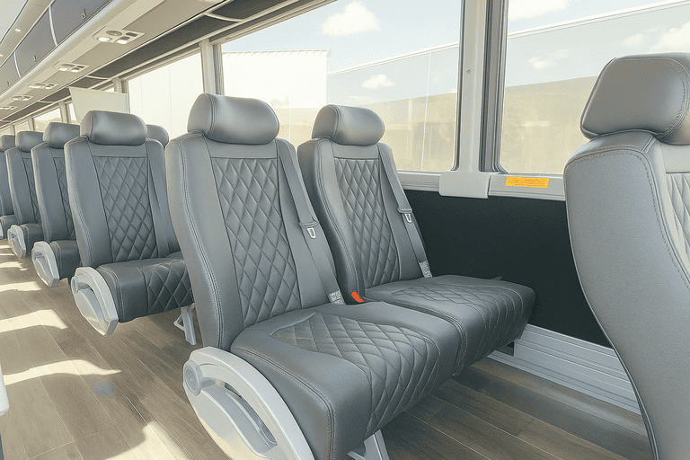 interior of Reno Minibus Company charter bus