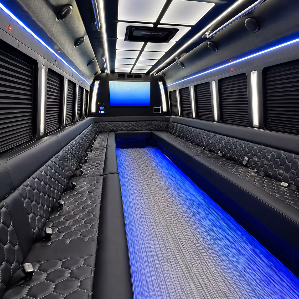 reno 50 passenger party bus inside